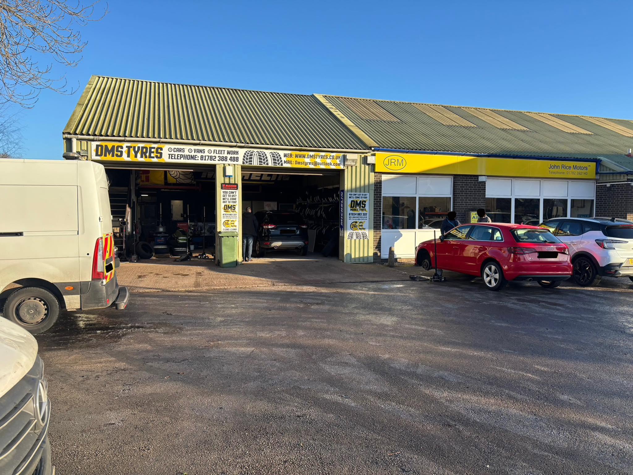 The DMS Tyres garage in Blythe Bridge