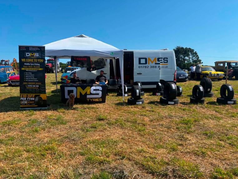 DMS Tyres mobile fitting unit set up on site at a customer event