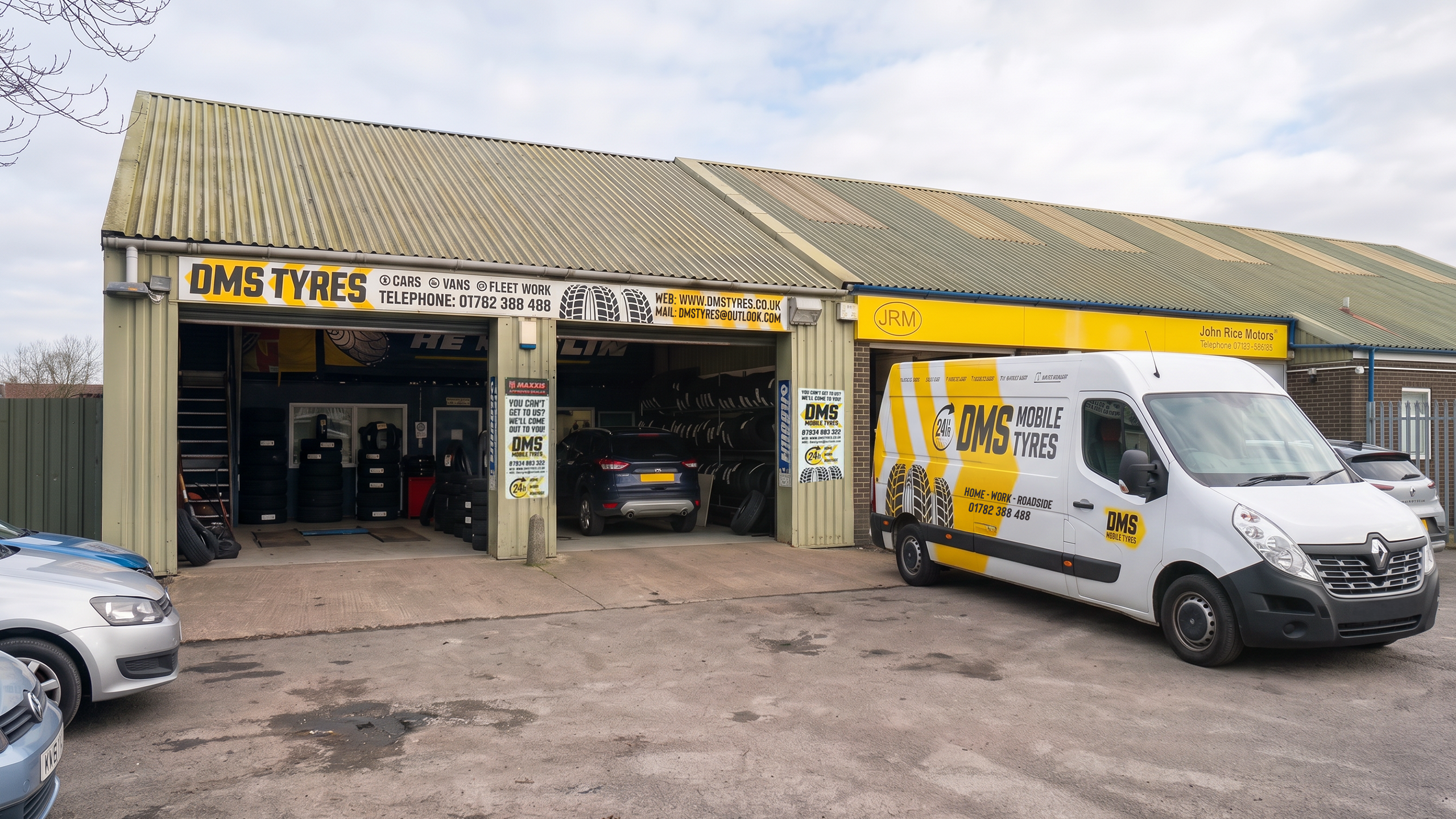 DMS Tyres mobile tyre fitter fitting a tyre in Buxton