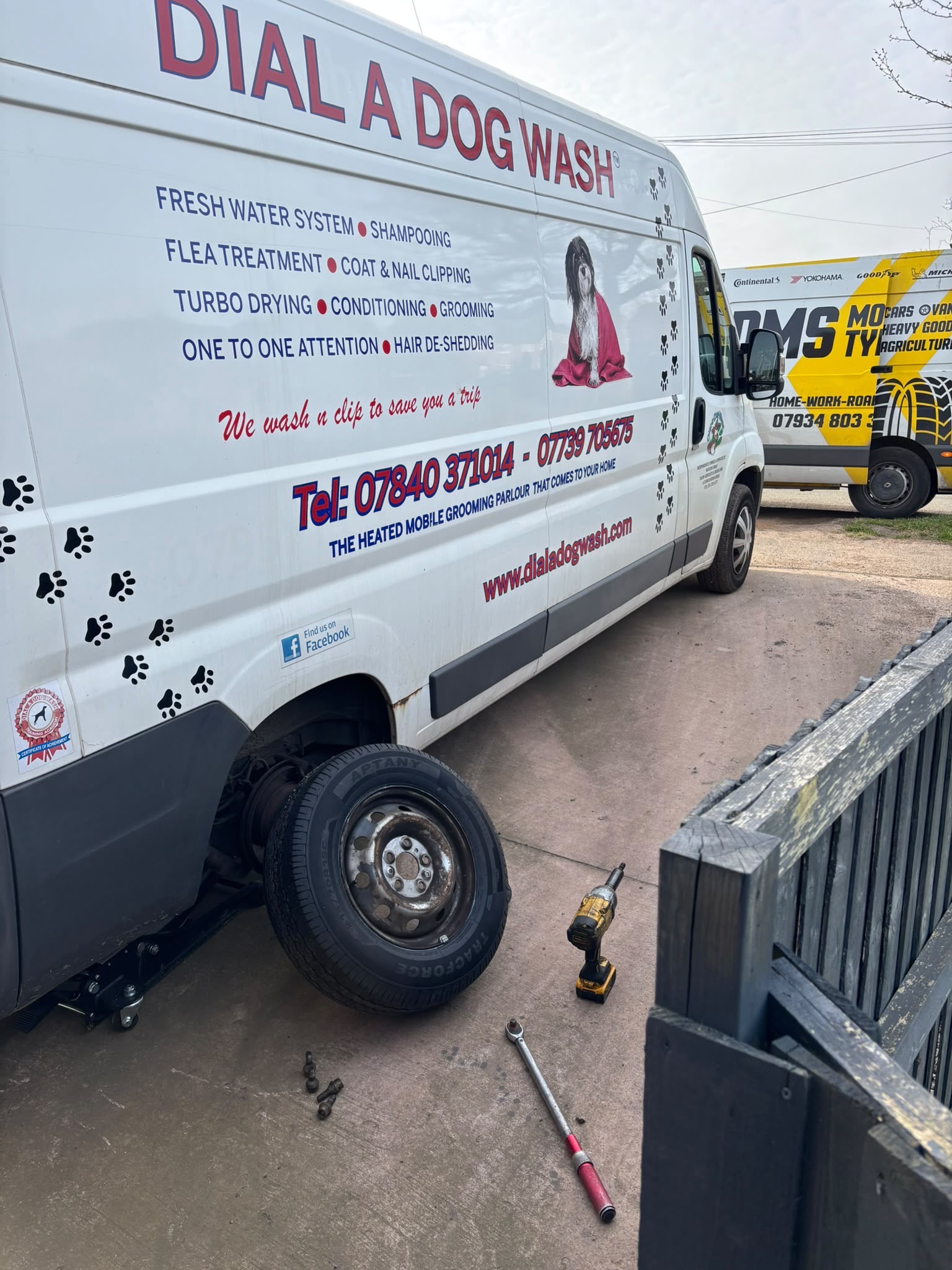 Tyre fitting in a workplace car park